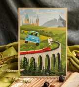Деревянный постер Летающая машина ⚡️ Плакат Harry Potter ⚡️ Подарок Гарри Поттер  