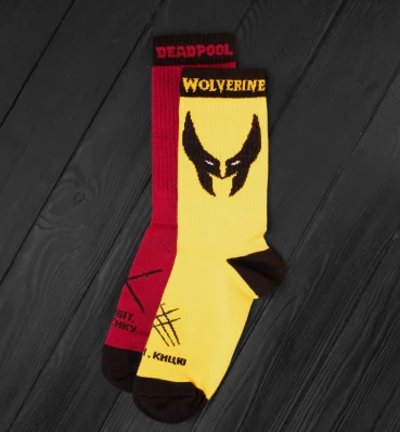 Супергеройські шкарпетки з Дедпулом і Росомахою • Одяг Deadpool&Wolverine • Подарунки Marvel 