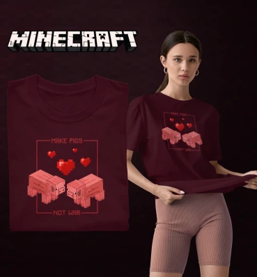 Футболка №19 • Pigs • Одежда для фанатов игры Майнкрафт • Мерч Minecraft для геймеров
