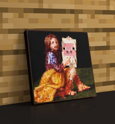 Холст ⦁ Pigscene ⦁ Картина на полотні в стилі гри Minecraft ⦁ Подарунок Майнкрафт ПЕРЕДЗАМОВЛЕННЯ