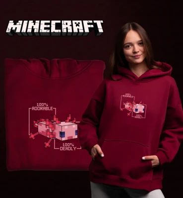 Худи OVERSIZE №14 • Аксолотль • Одежда для фанатов игры Майнкрафт • Мерч для геймеров Minecraft