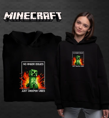 Худи OVERSIZE №16 • Крипер • Одежда для фанатов игры Майнкрафт • Мерч для геймеров Minecraft