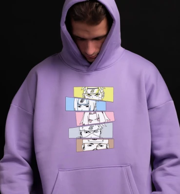 Худі OVERSIZE №8 • Друзі • Наруто, Саске, Сакура, Какаші, Ірука • Мерч • Одяг з принтом за аніме Naruto