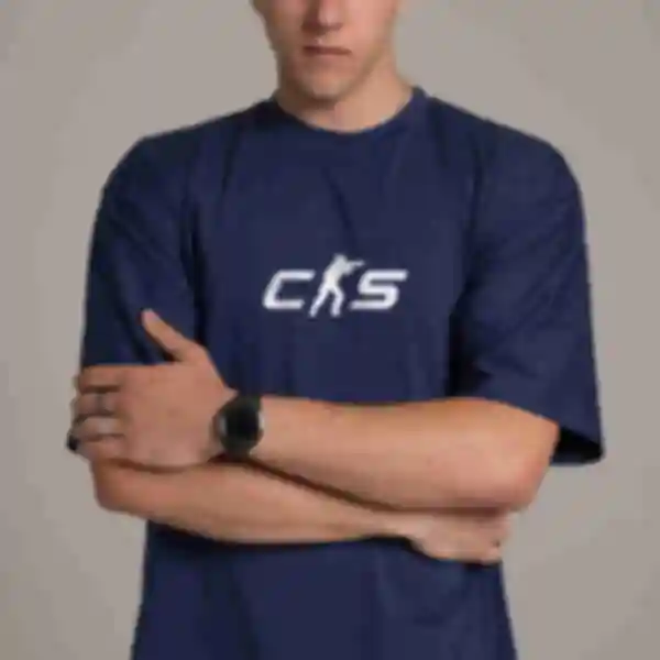 Футболка OVERSIZE №1 • Логотип CS • Counter-strike, синя