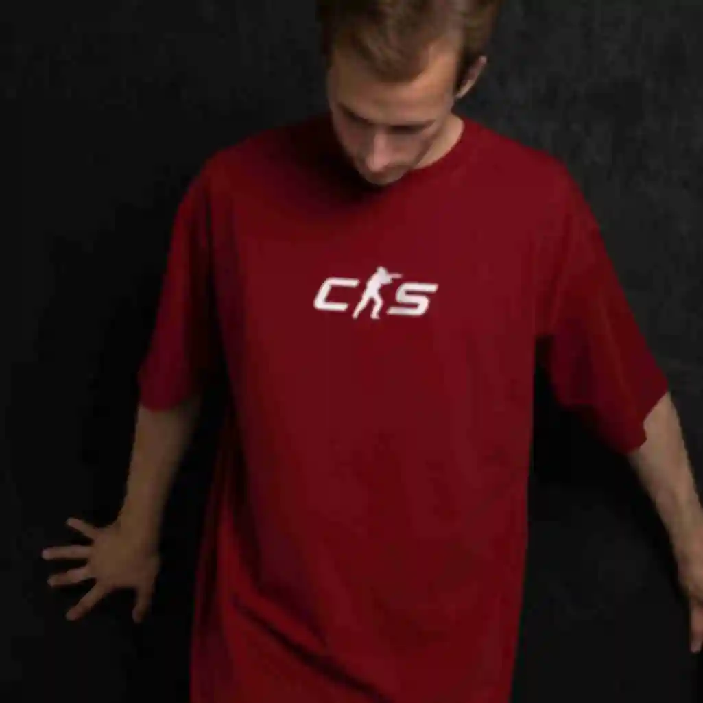 Футболка OVERSIZE №1 • Логотип CS • Counter-strike, бордоваФото №12