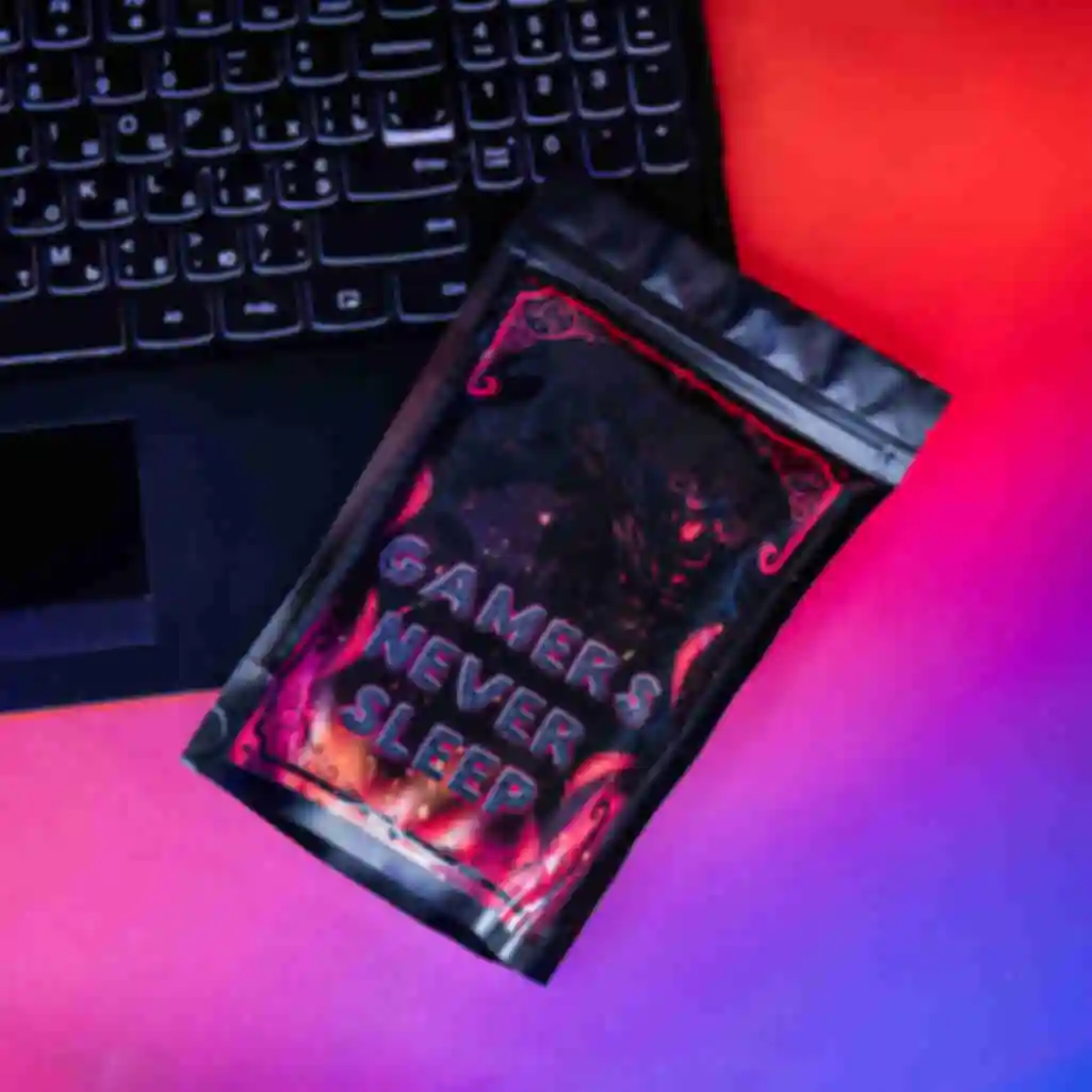 Упаковка кофе «Gamers never sleep» • Еда в стиле игры Дота 2 • Сувениры на подарок фанату игр. Фото №1
