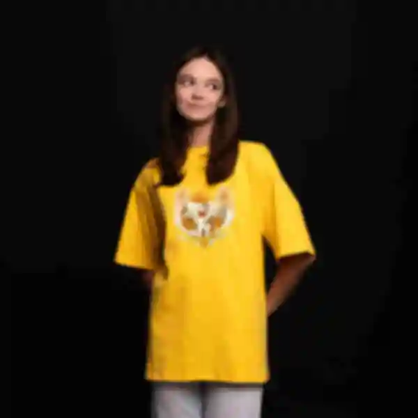 Футболка OVERSIZE №1 • Сова Гедвіґа • Гаррі Поттер, жовта