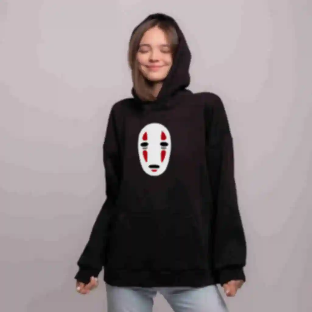 Худи OVERSIZE №2 • Безликий • Мерч Унесенные призраками • Вселенная Хаяо Миядзаки • Одежда с принтом из аниме Студии Гибли