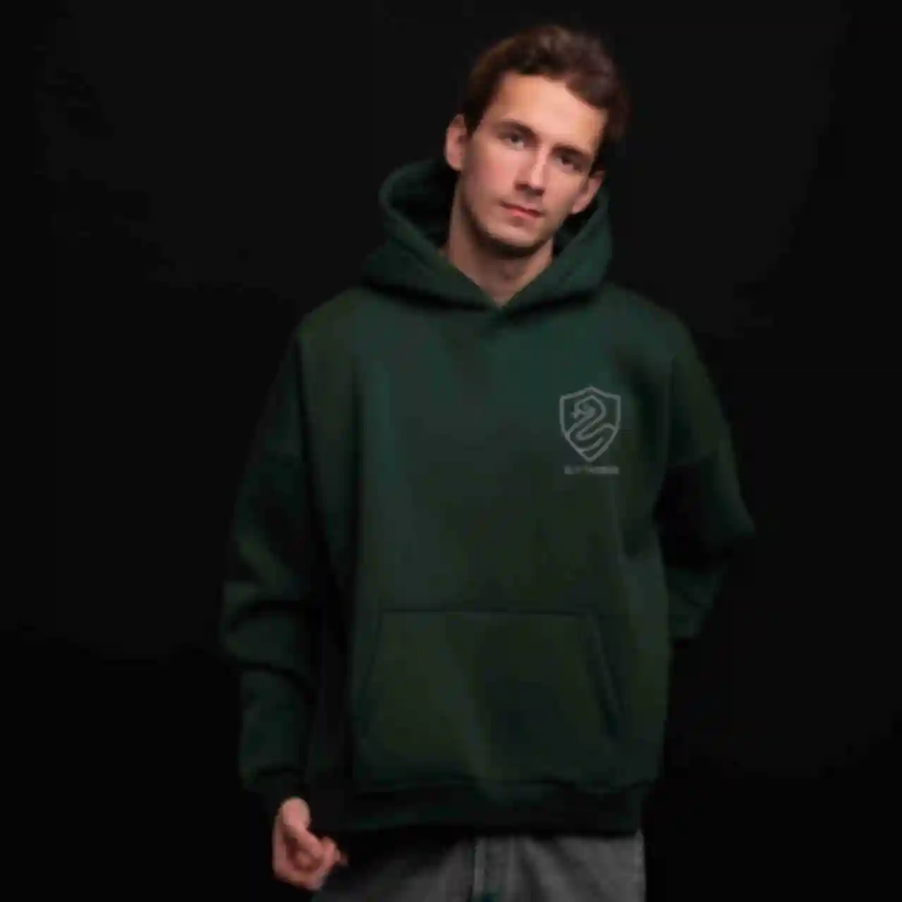 Худи OVERSIZE №32 • Герб Слизерин кармашек • Slytherin • Кофта Гарри Поттер • Одежда в стиле Harry Potter. Фото №2