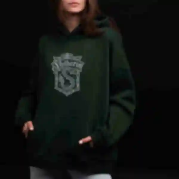 Худі OVERSIZE №7 • Контурний герб факультету Слизерин • Slytherin • Кофта Гаррі Поттер • Одяг в стилі Harry Potter