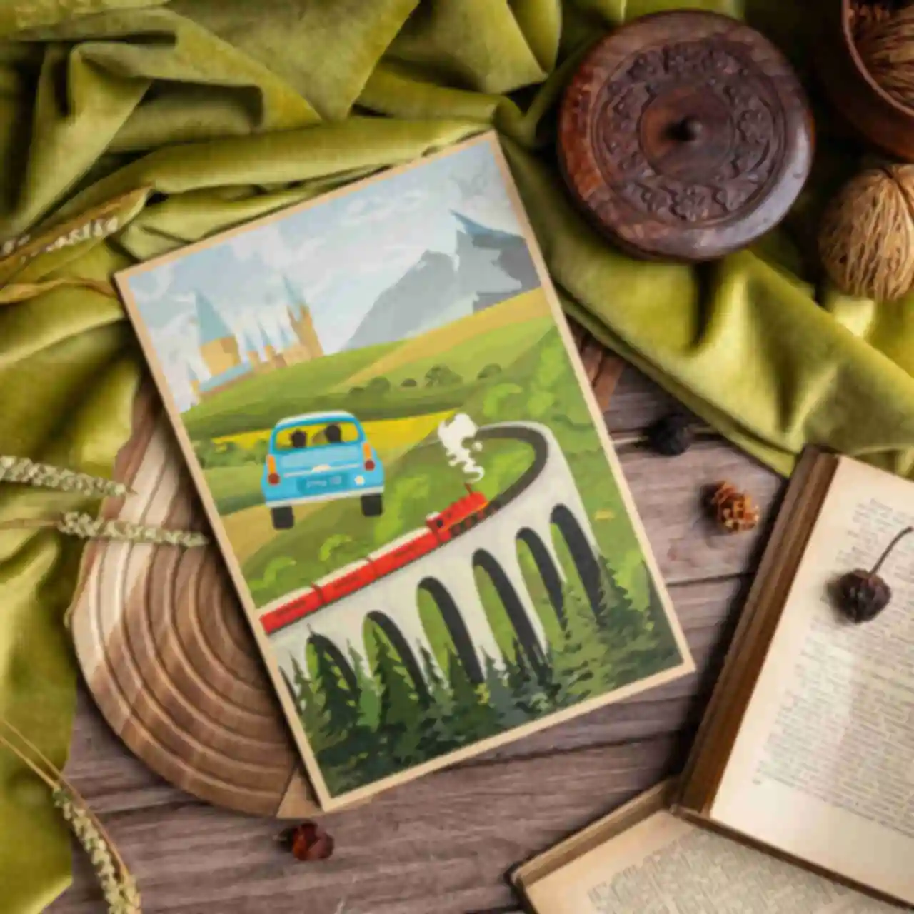 Деревянный постер Летающая машина ⚡️ Плакат Harry Potter ⚡️ Подарок Гарри Поттер  . Фото №1