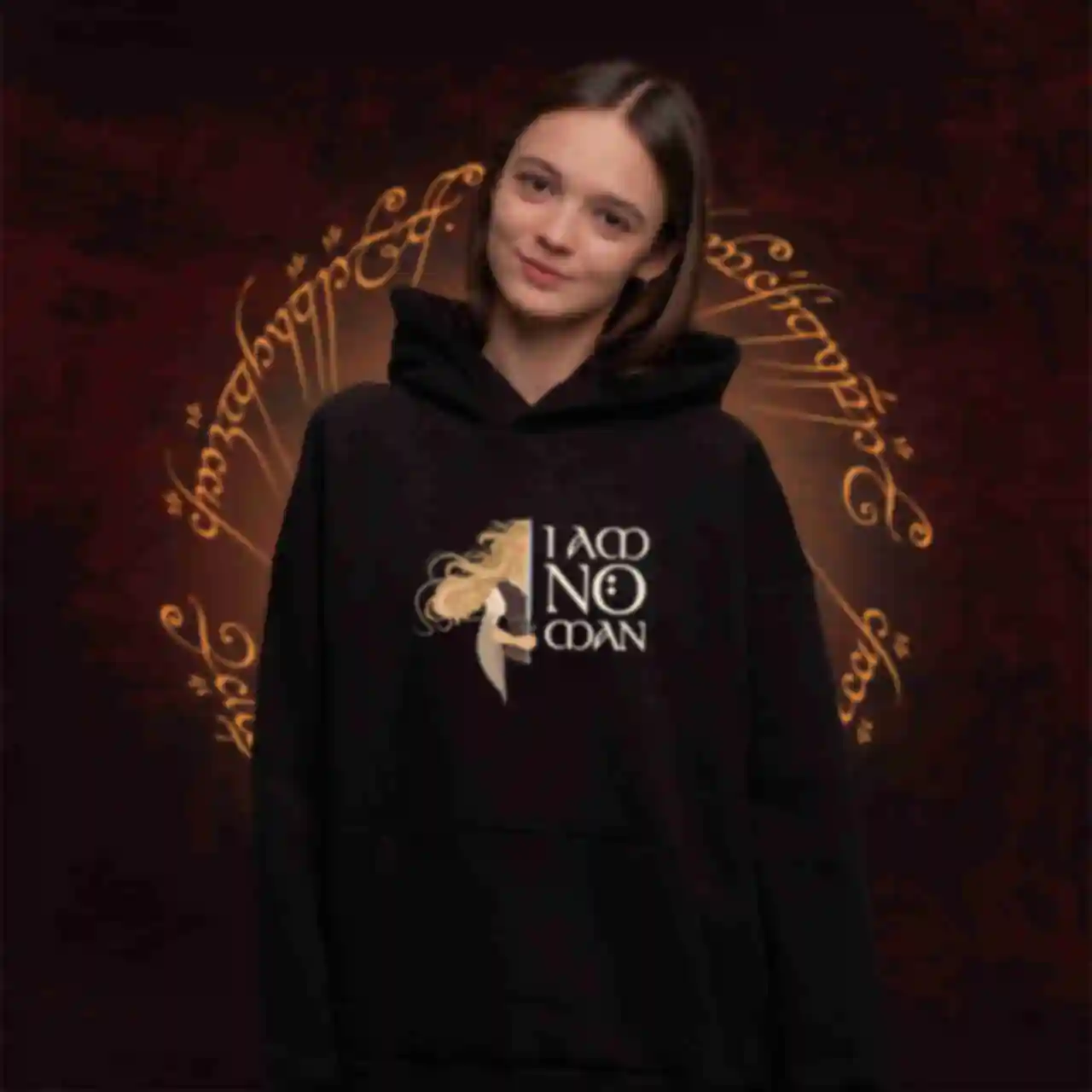 Худі OVERSIZE №17 • I am no man • Володар Перснів, чорнийФото №4