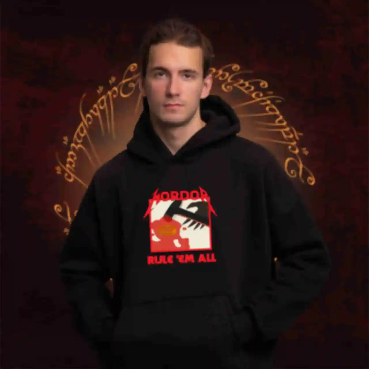 Худі OVERSIZE №23 • Rule 'em all • Одяг по фільму Володар Перснів • Подарунки The Lord of the Rings