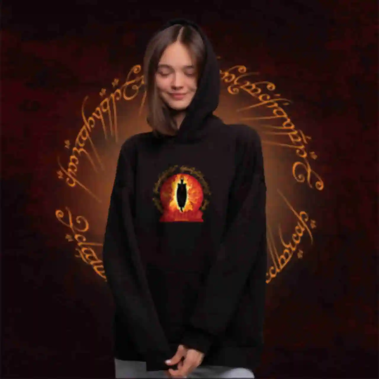 Худі OVERSIZE №19 • Око Саурона • Володар Перснів, чорнийФото №3