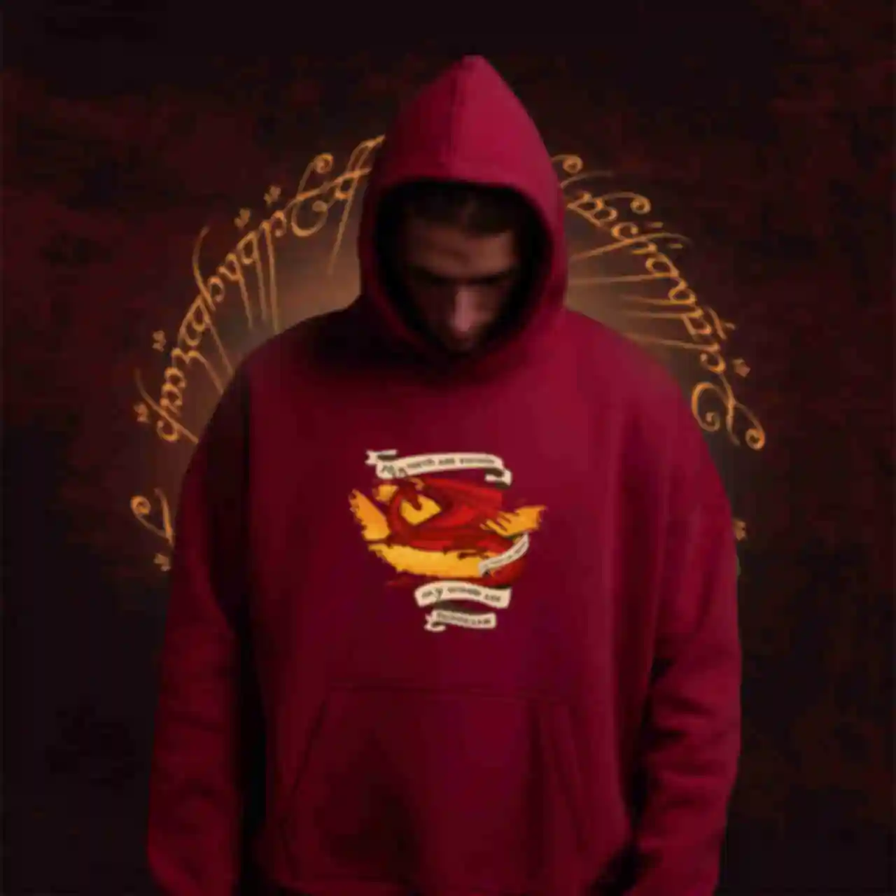 Худі OVERSIZE №21 • Смауґ • Володар Перснів, бордоФото №2