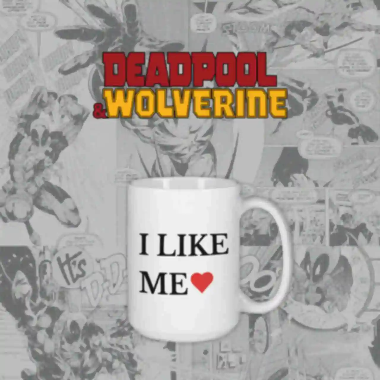 Чашка I Like me • Кружка Дэдпул и Росомаха • Подарок фанату по фильму Deadpool&Wolverine