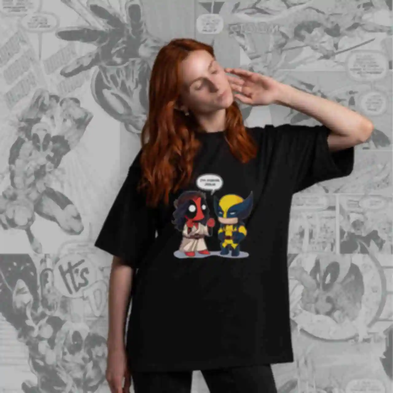 Футболка OVERSIZE №1 • I'm Marvel Jesus • Marvel, чорнаФото №6