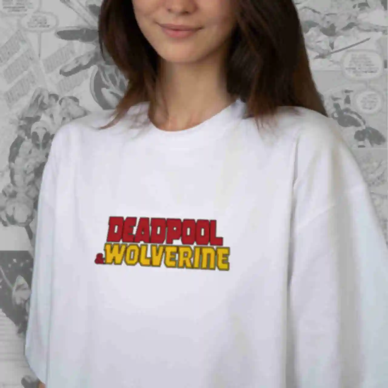 Футболка OVERSIZE №4 • Логотип D+W • Marvel, білаФото №4