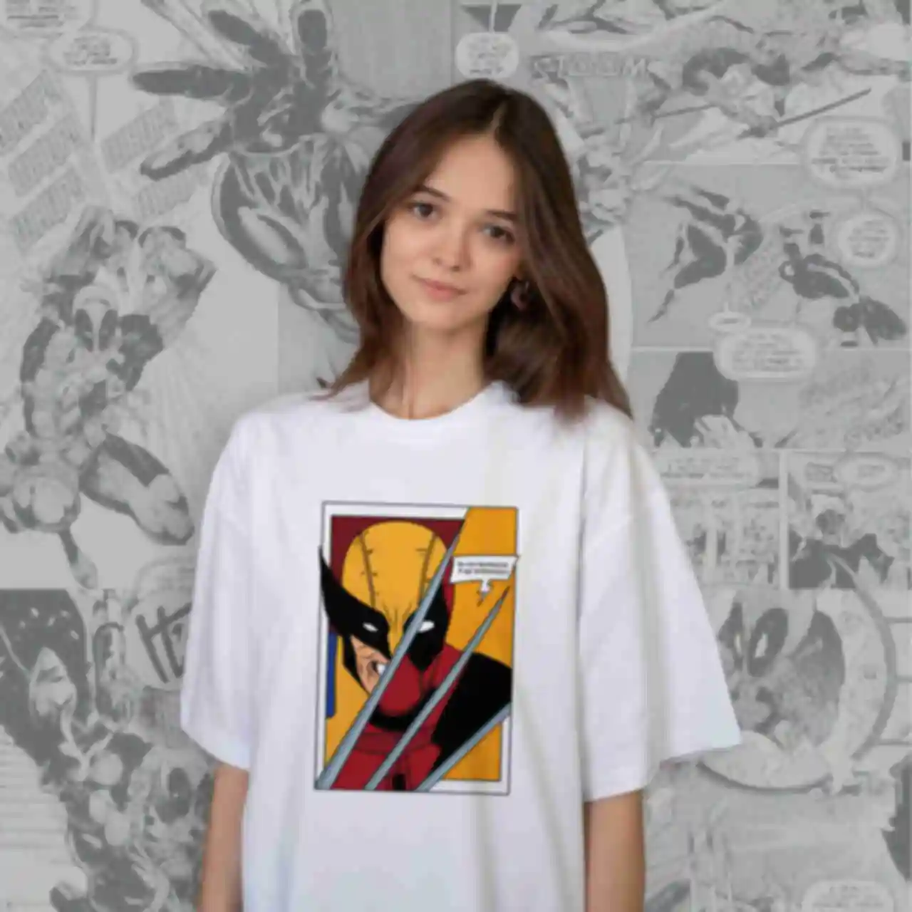 Футболка OVERSIZE №5 • Комікс • Marvel, білаФото №1