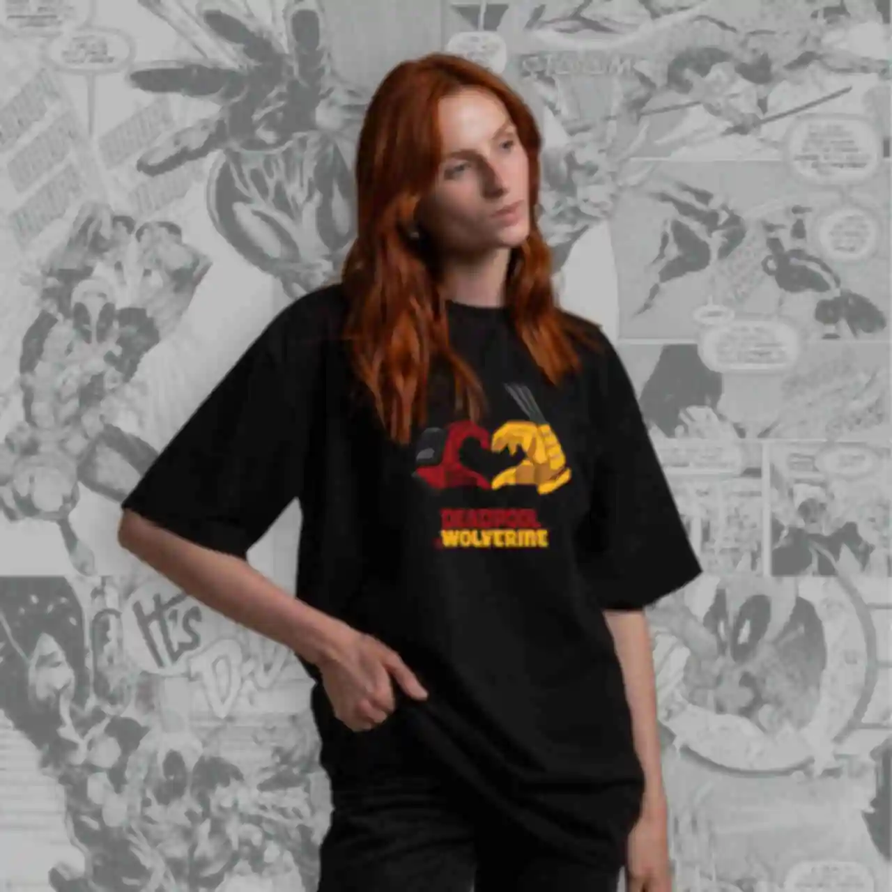 Футболка OVERSIZE №6 • Команда любові • Marvel, чорнаФото №5