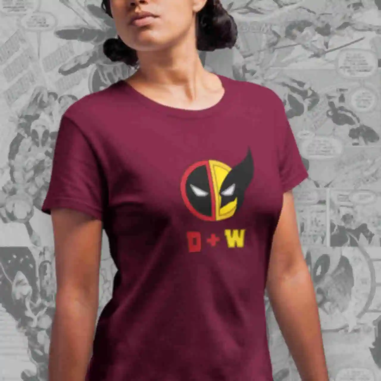 Футболка №8 • D + W • Marvel, бордо. Фото №2