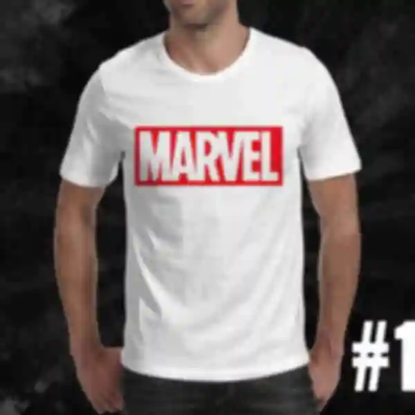 Футболка №1 • Лого Марвел • Marvel, біла