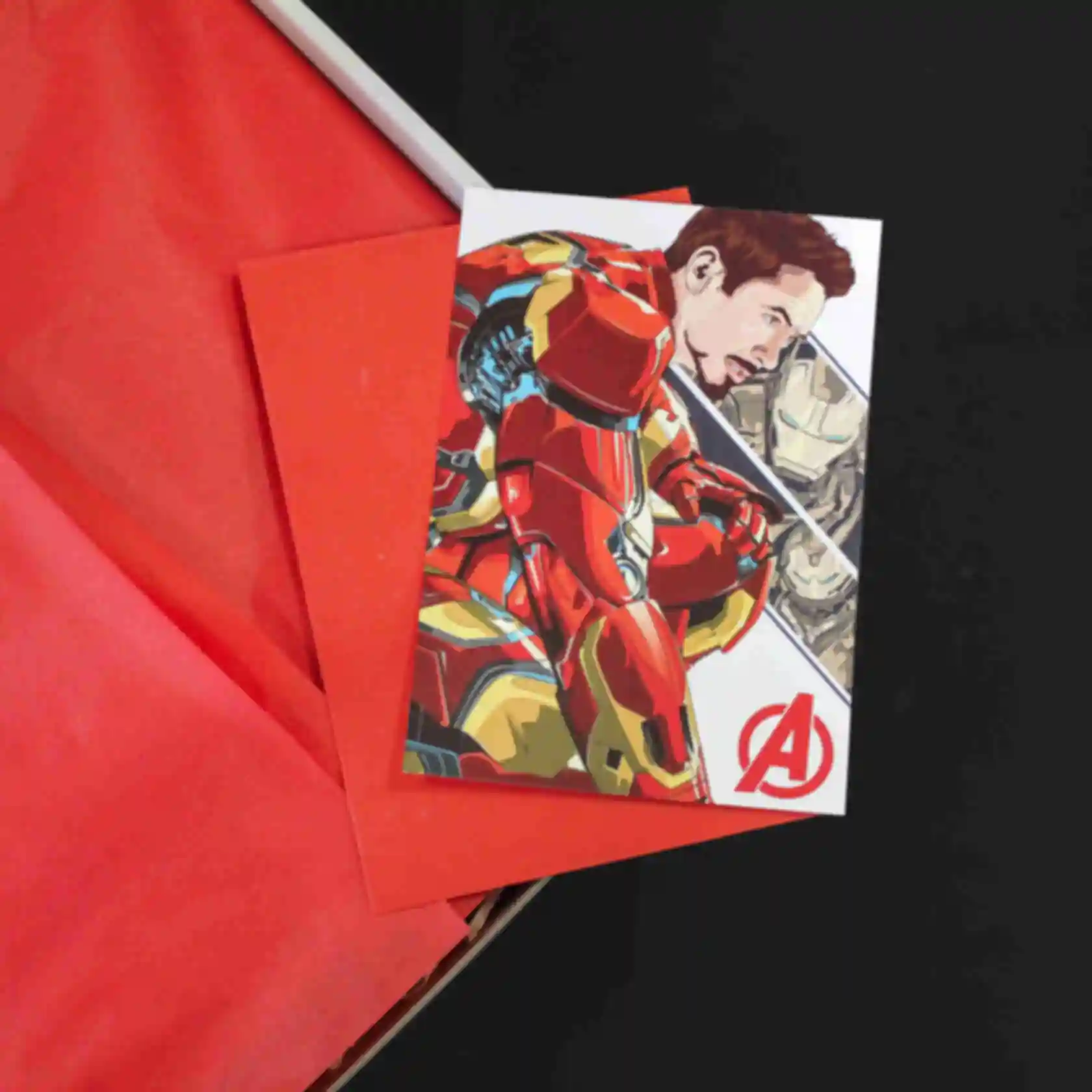 Открытка с Железным человеком • Iron Man • Подарок фанату Марвел • Сувениры Marvel