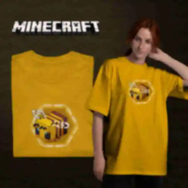 Футболка OVERSIZE №15 • Бджілка • Minecraft, жовта