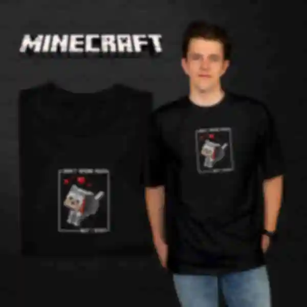 Футболка OVERSIZE №17 • Собачка • Minecraft, чорна