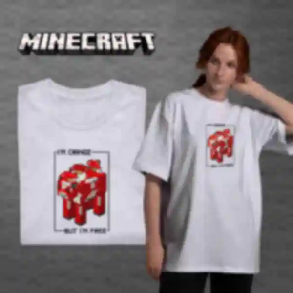Футболка OVERSIZE №18 • Mooshroom • Minecraft, біла