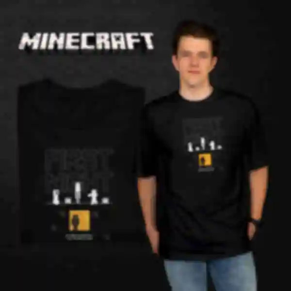 Футболка OVERSIZE №22 • First Night • Одяг для фанатів гри Майнкрафт • Мерч Minecraft для геймерів