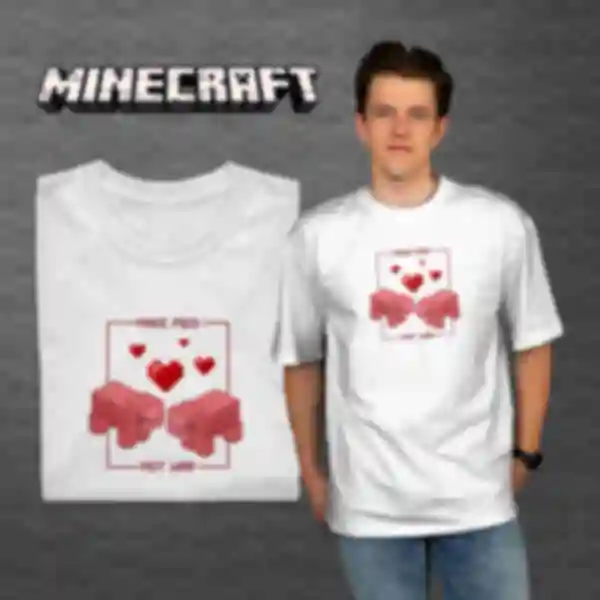 Футболка OVERSIZE №19 • Pigs • Minecraft, біла