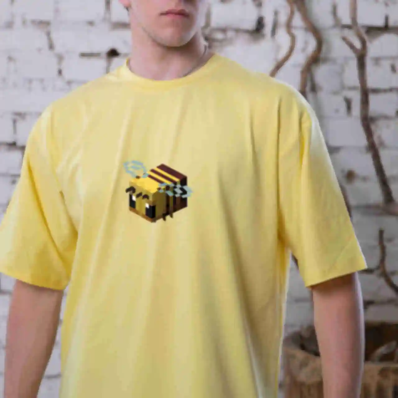 Футболка OVERSIZE №1 • Bee • Minecraft, желтая. Фото №45