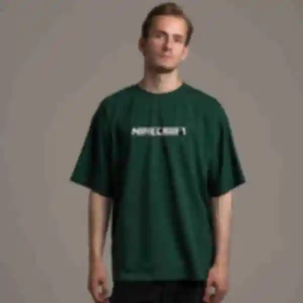 Футболка OVERSIZE №11 • Логотип • Minecraft, зелена
