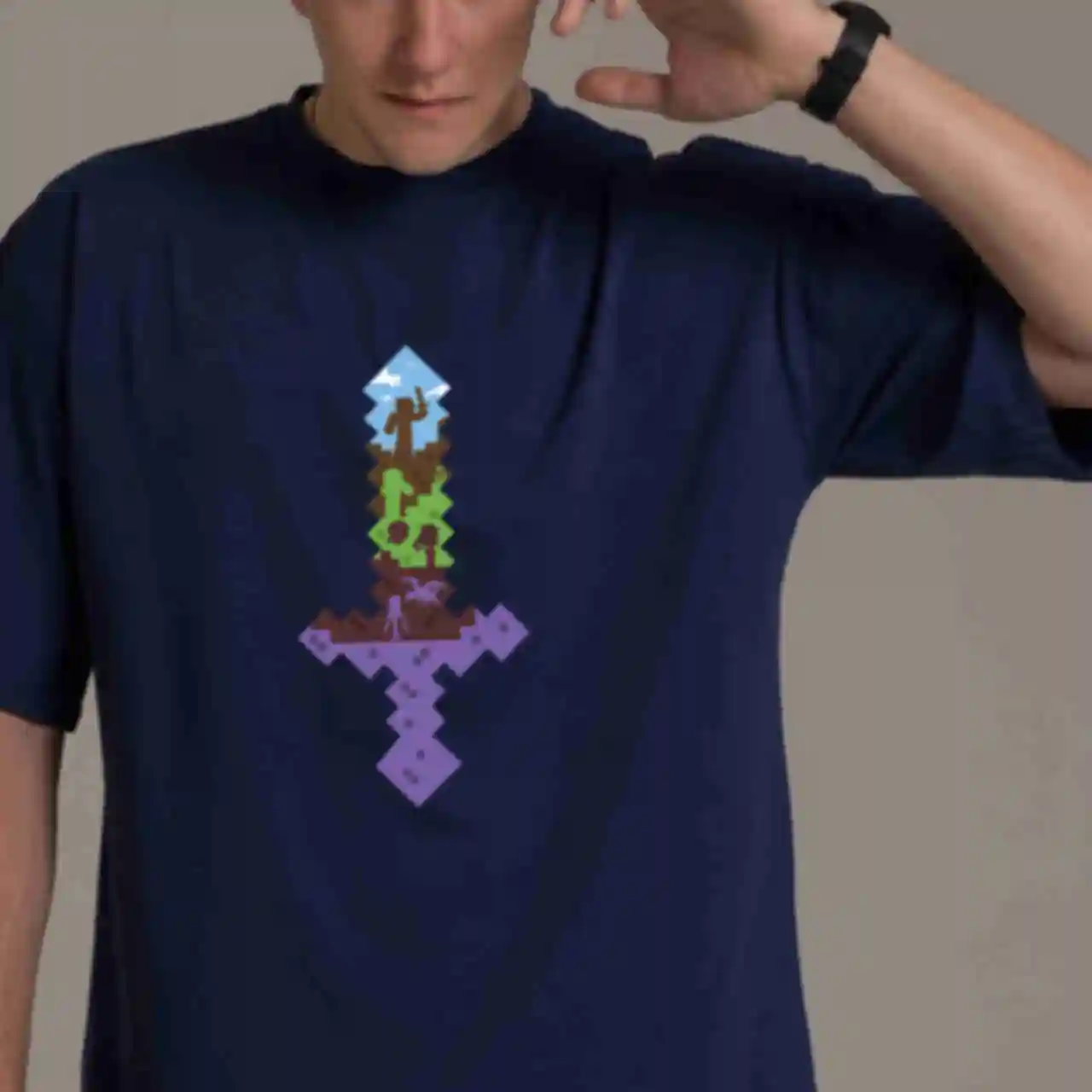 Футболка OVERSIZE №13 • Sword • Одяг для фанатів гри Майнкрафт • Мерч Minecraft для геймерів