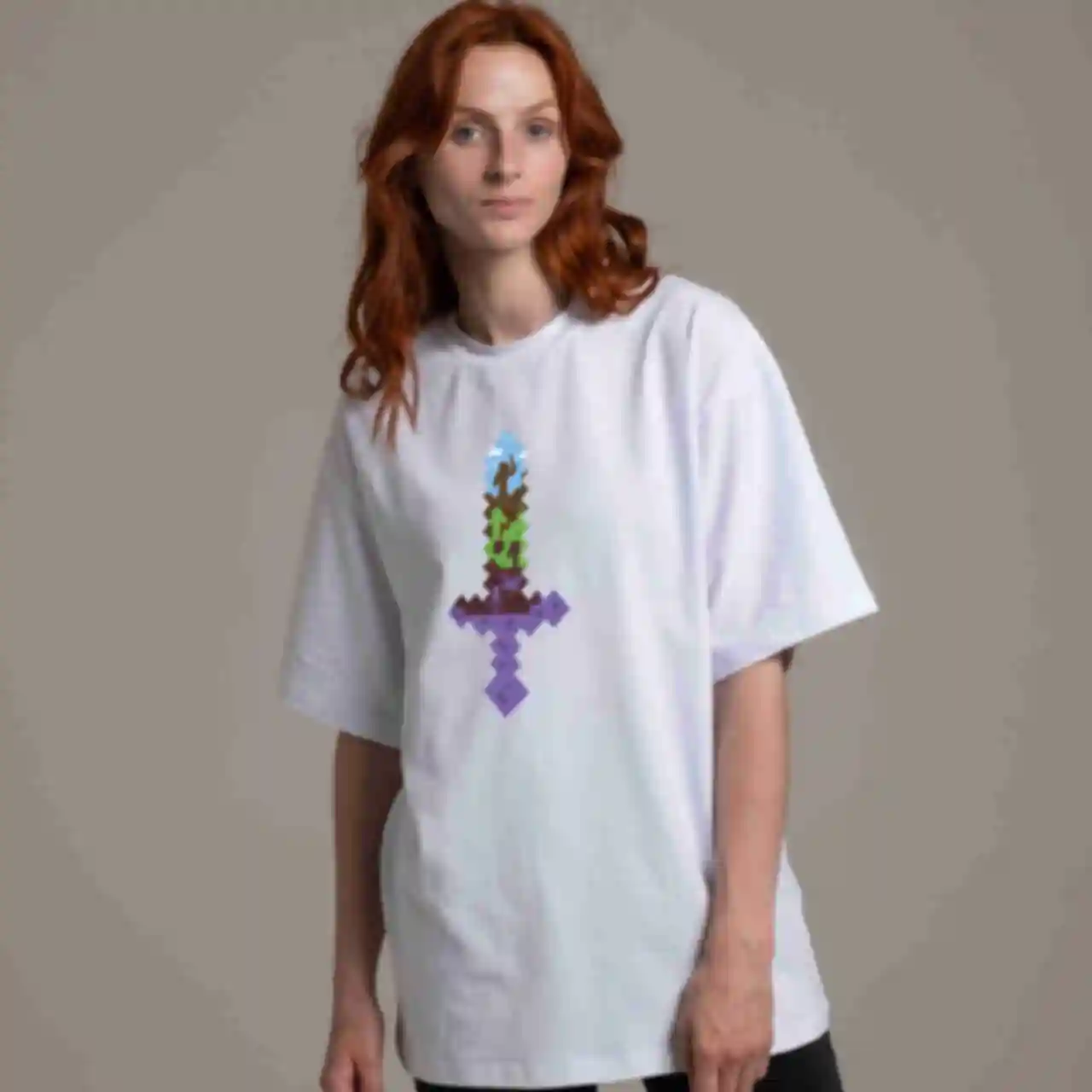 Футболка OVERSIZE №13 • Sword • Minecraft, белая. Фото №82