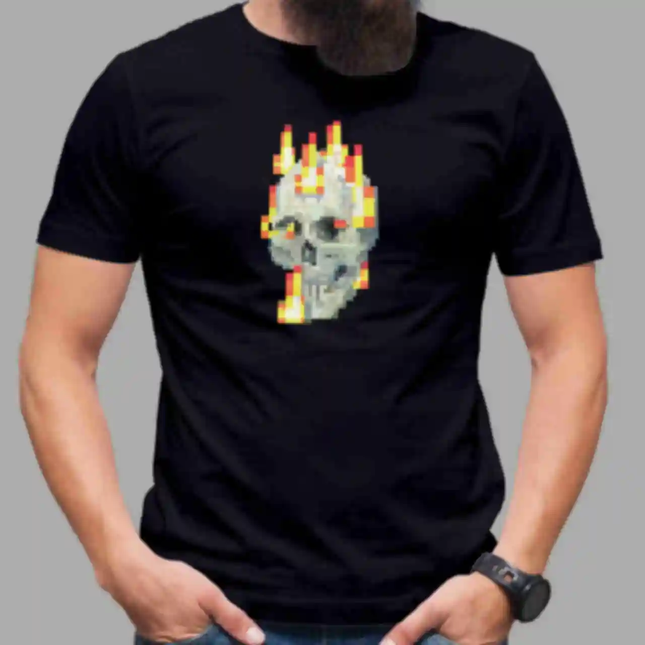 Футболка №12 • Burning Skull • Minecraft, черная. Фото №39