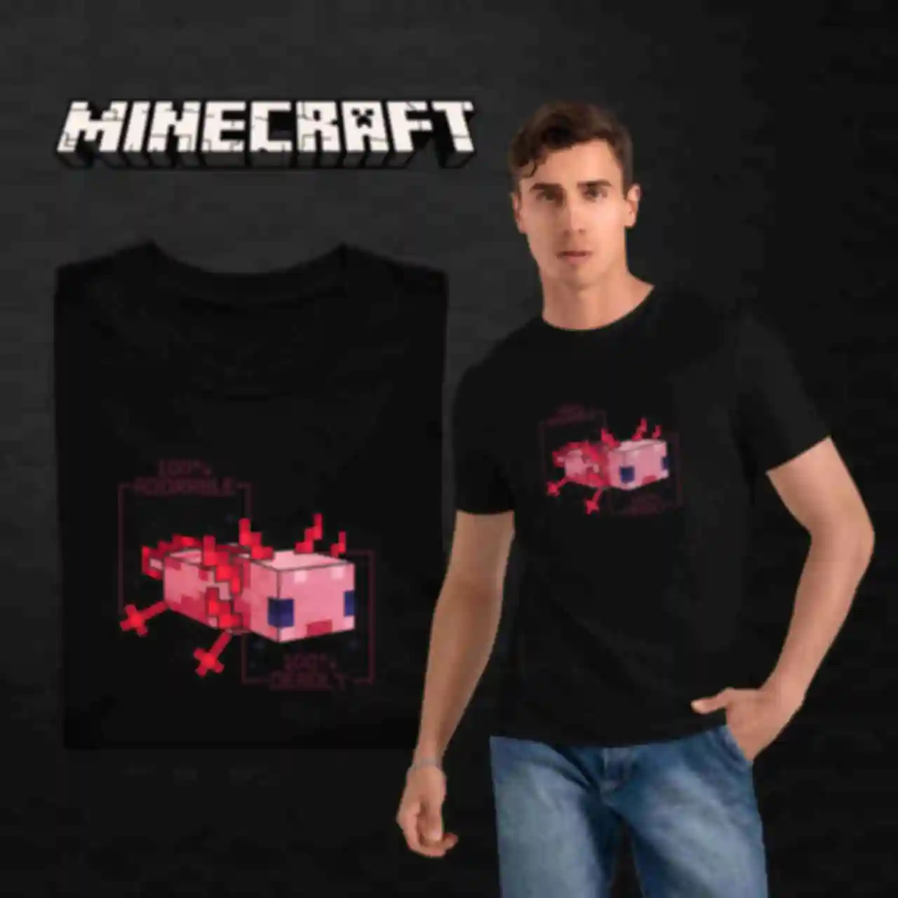 Футболка №14 • Аксолотль • Minecraft, чорнаФото №42