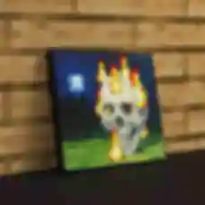 Холст ⦁ Burning Skull ⦁ Картина на хосте в стиле игры Minecraft ⦁ Подарок Майнкрафт ПРЕДЗАКАЗ