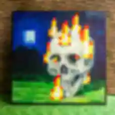Холст ⦁ Burning Skull ⦁ Картина на хосте в стиле игры Minecraft ⦁ Подарок Майнкрафт ПРЕДЗАКАЗ