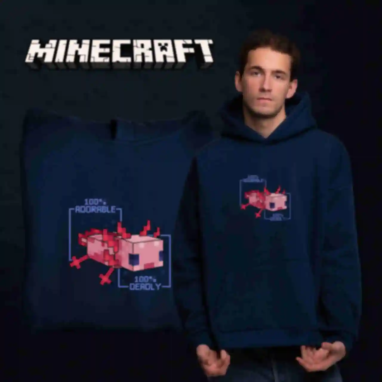 Худі OVERSIZE №14 • Аксолотль • Minecraft, синійФото №2