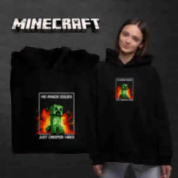 Худі OVERSIZE №16 • Кріпер • Minecraft, чорний