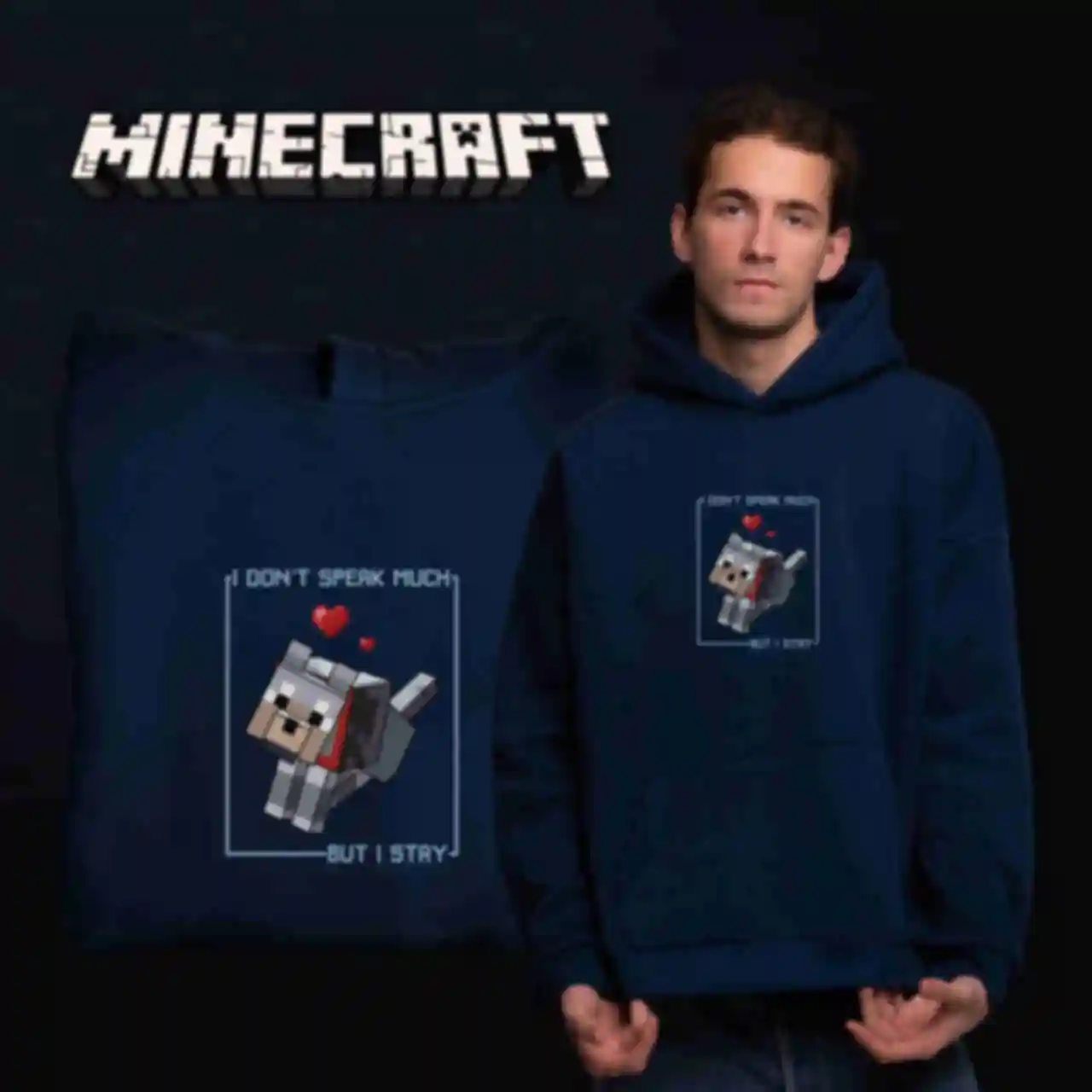 Худі OVERSIZE №17 • Собачка • Minecraft, синійФото №2
