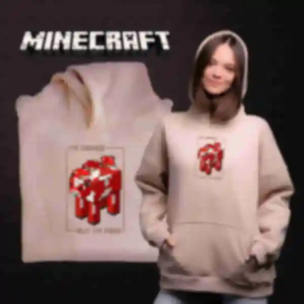 Худі OVERSIZE №18 • Mooshroom • Minecraft, бежевий