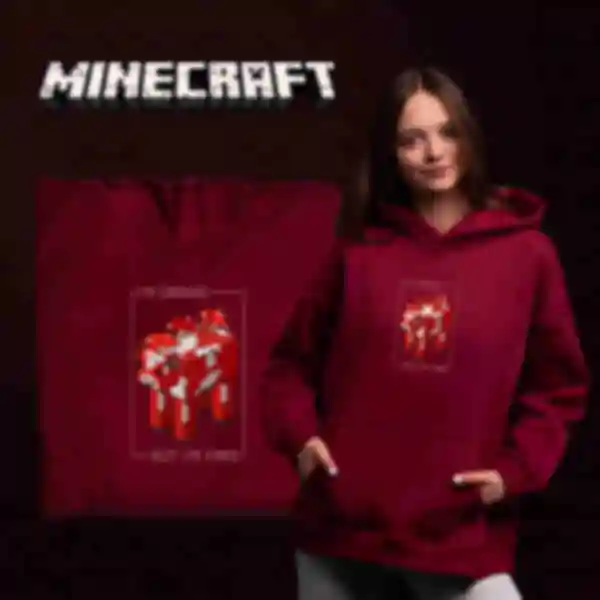 Худі OVERSIZE №18 • Mooshroom • Minecraft, бордо