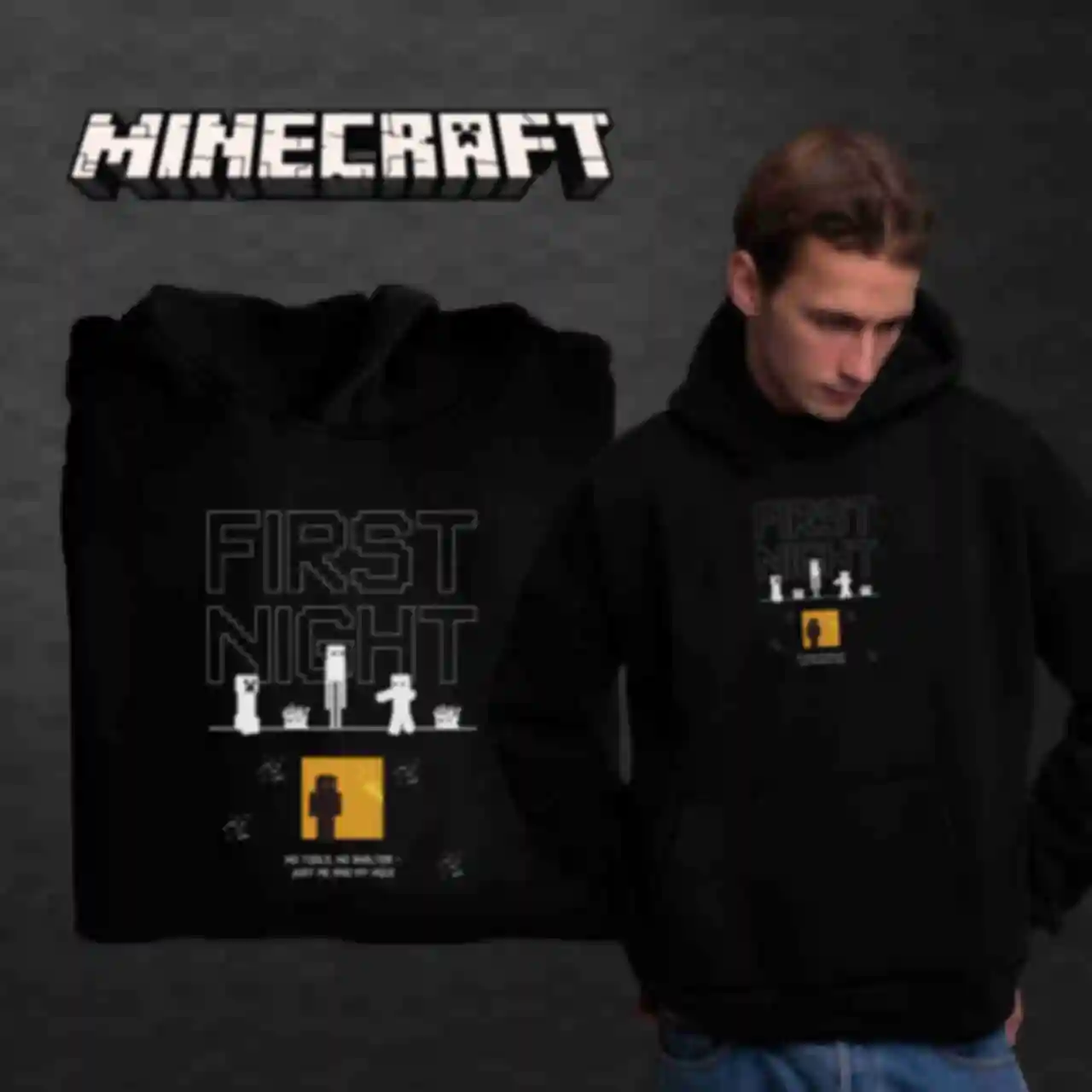 Худі OVERSIZE №22 • First Night • Одяг для фанатів гри Майнкрафт • Мерч для геймерів Minecraft