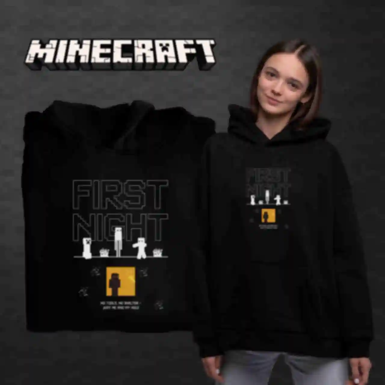 Худі OVERSIZE №22 • First Night • Одяг для фанатів гри Майнкрафт • Мерч для геймерів MinecraftФото №1