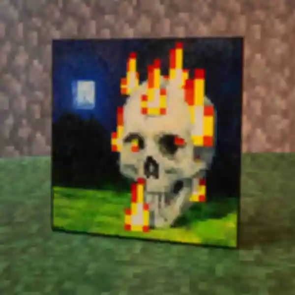 УЦІНКА Картина ⦁ Burning Skull ⦁ Постер в стилі гри Minecraft ⦁ Подарунок по Майнкрафт геймеру 
