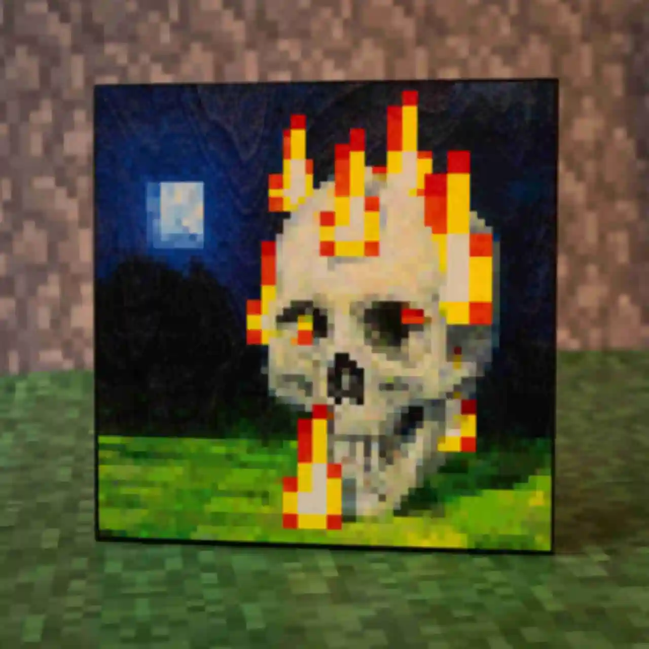 УЦІНКА Картина ⦁ Burning Skull ⦁ Постер в стилі гри Minecraft ⦁ Подарунок по Майнкрафт геймеру Фото №1