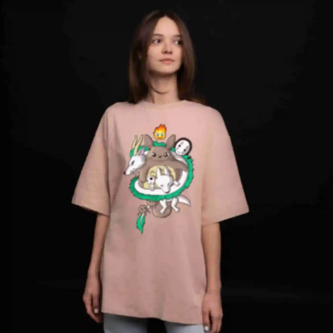 Футболка OVERSIZE №9 • Головні персонажі • Всесвіт Хаяо Міядзакі, бежеваФото №33
